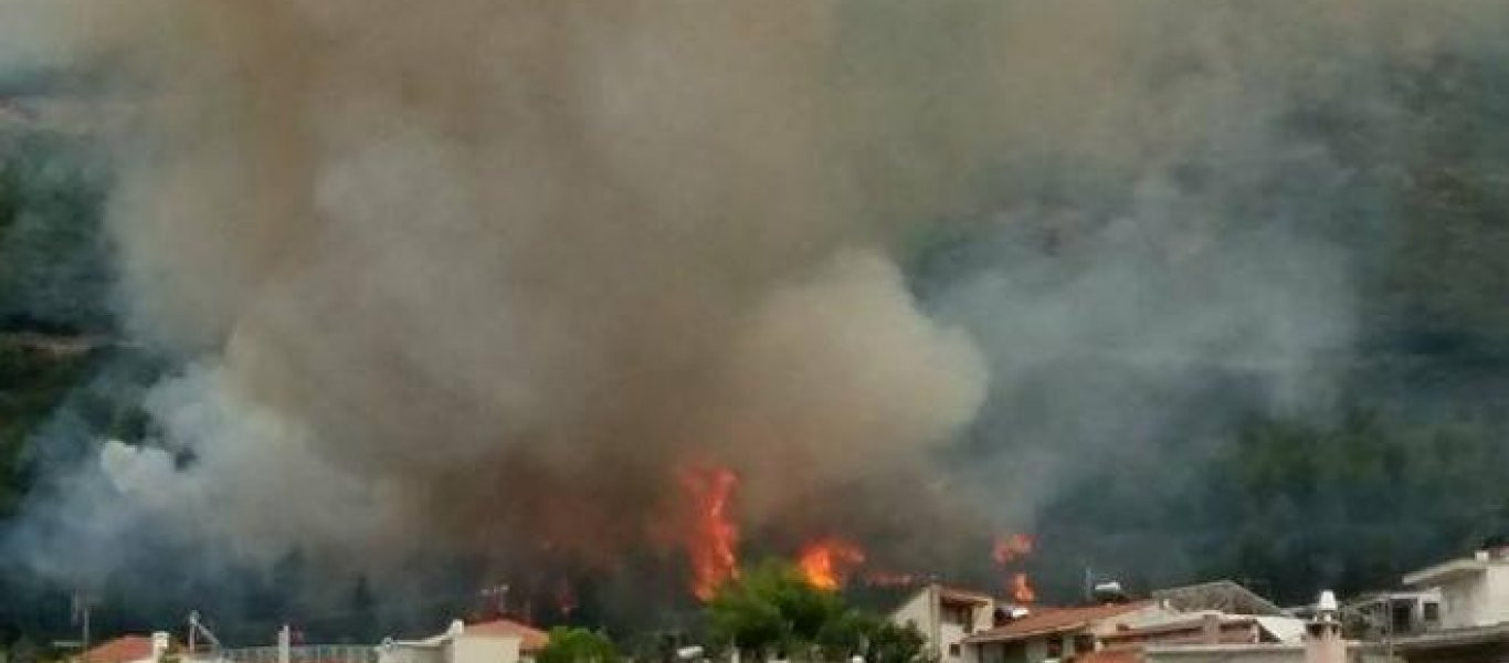 Αχαϊα: Ξέσπασε μεγάλη φωτιά - Πλησίασε σπίτια (φωτό, βίντεο)